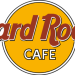 A logo of the hard rock cafe.
